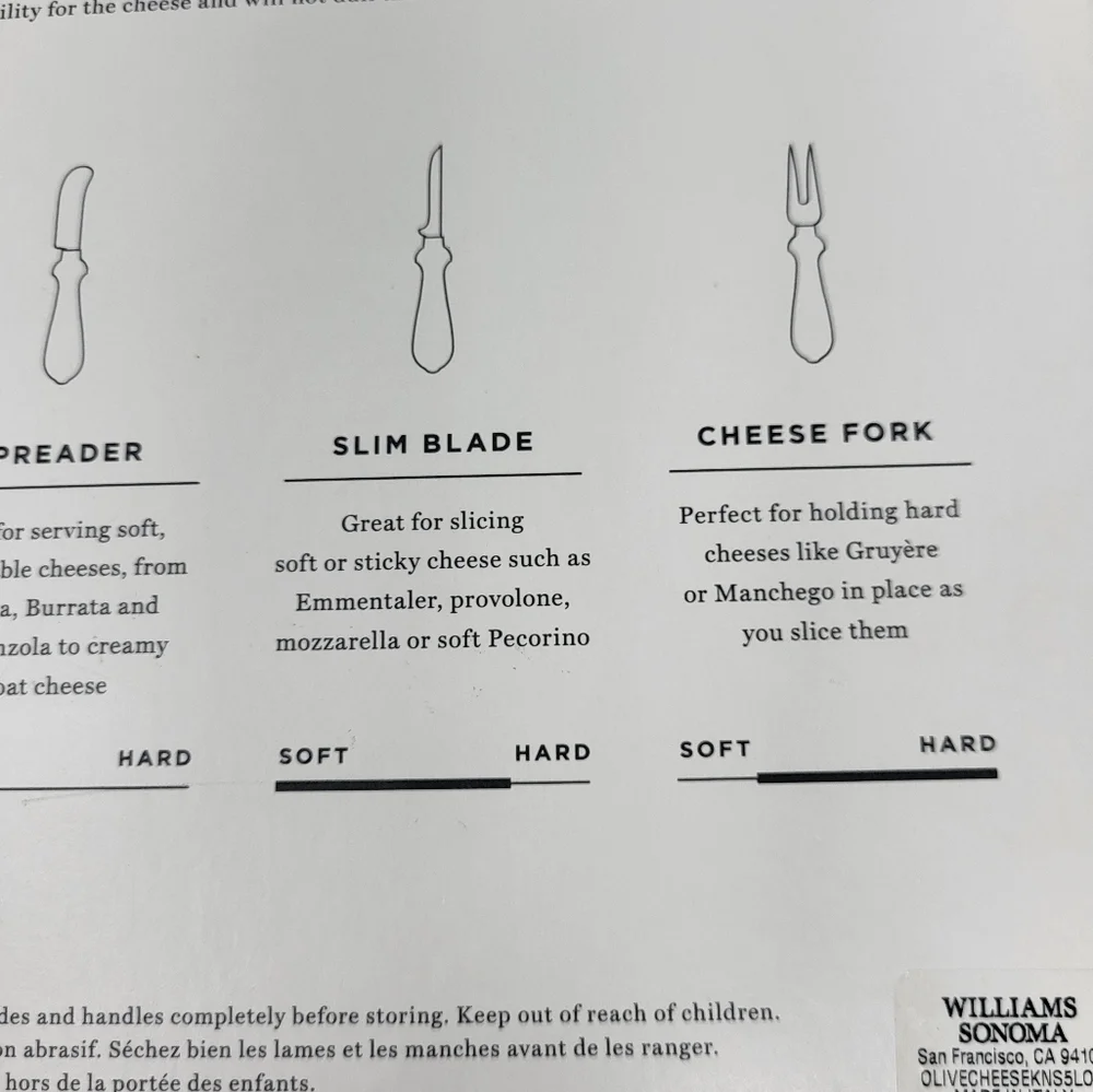Williams Sonoma Olivewood 5-piece Cheese Knife Set Entertaining‎ Made In Italy